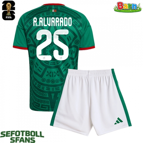Mexiko Roberto Alvarado #25 Hemmaställ Barn VM 2026 Kortärmad (+ Korta byxor)